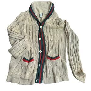 Rebel Lord Men's Cream Long Sleeves Button Front Cardigan Sweater Size Large